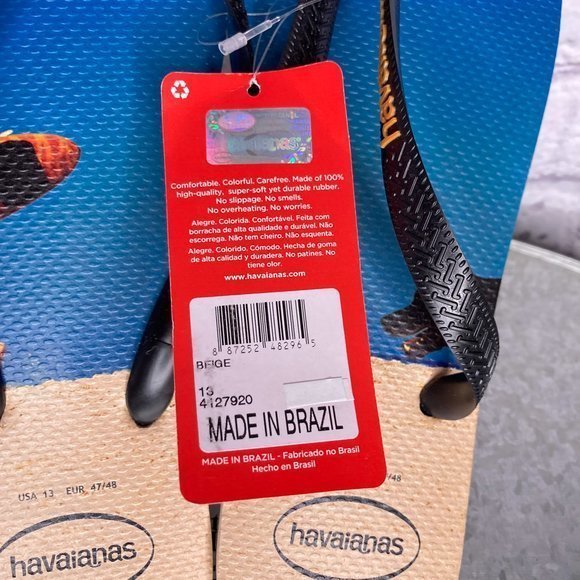 Havaianas Men\'s 13 Beach Dog Surfboard Beige‎ Black Flip Flops Sandals Brazil main image 4